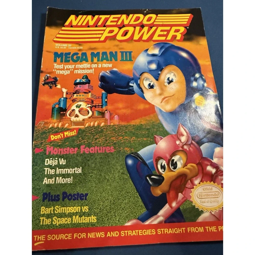 NINTENDO POWER MAGAZINE VOL 20 JAN 1991 MEGA MAN III w Inserts & POSTER